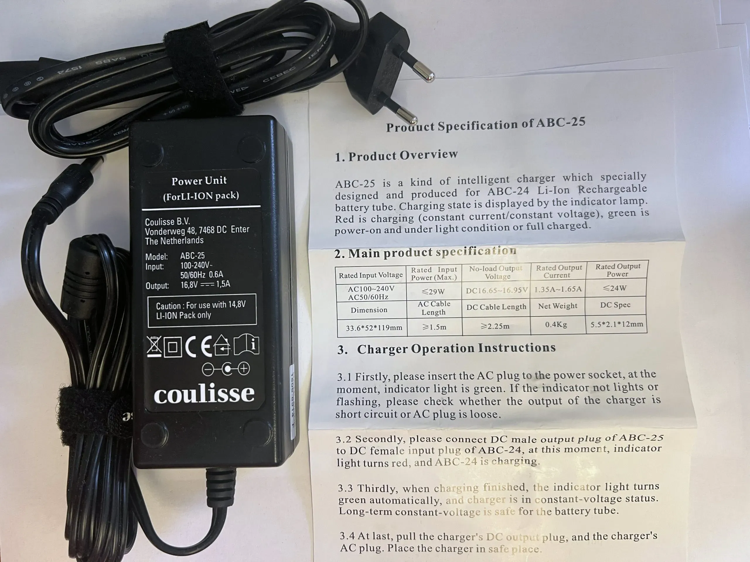 Coulisse ABC-25 16.8V Battery Charger