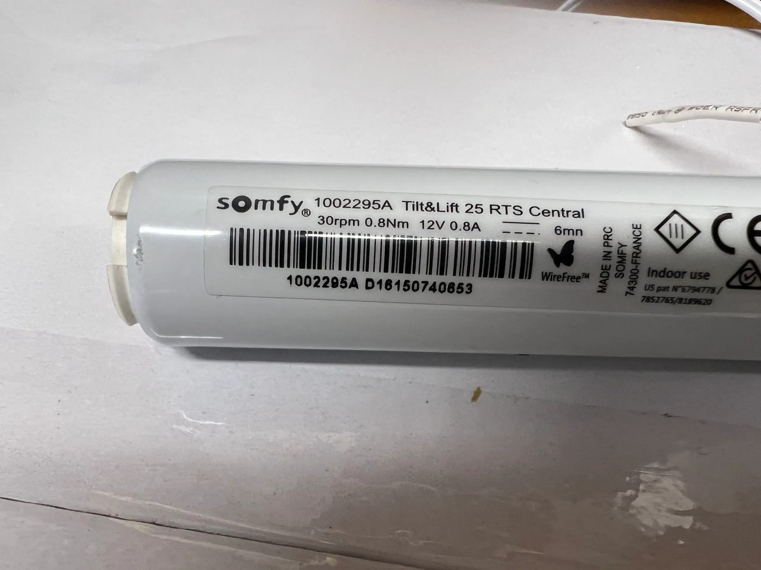 Somfy 1002295A Tilt&Lift 25 RTS Central (30 RPM | 0.8Nm) (12V | 0.8A | 6mm)